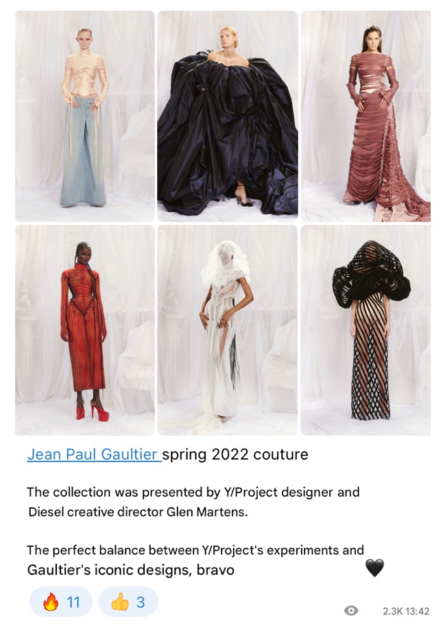Jean Paul Gaultier spring 2022 — 2.3K views